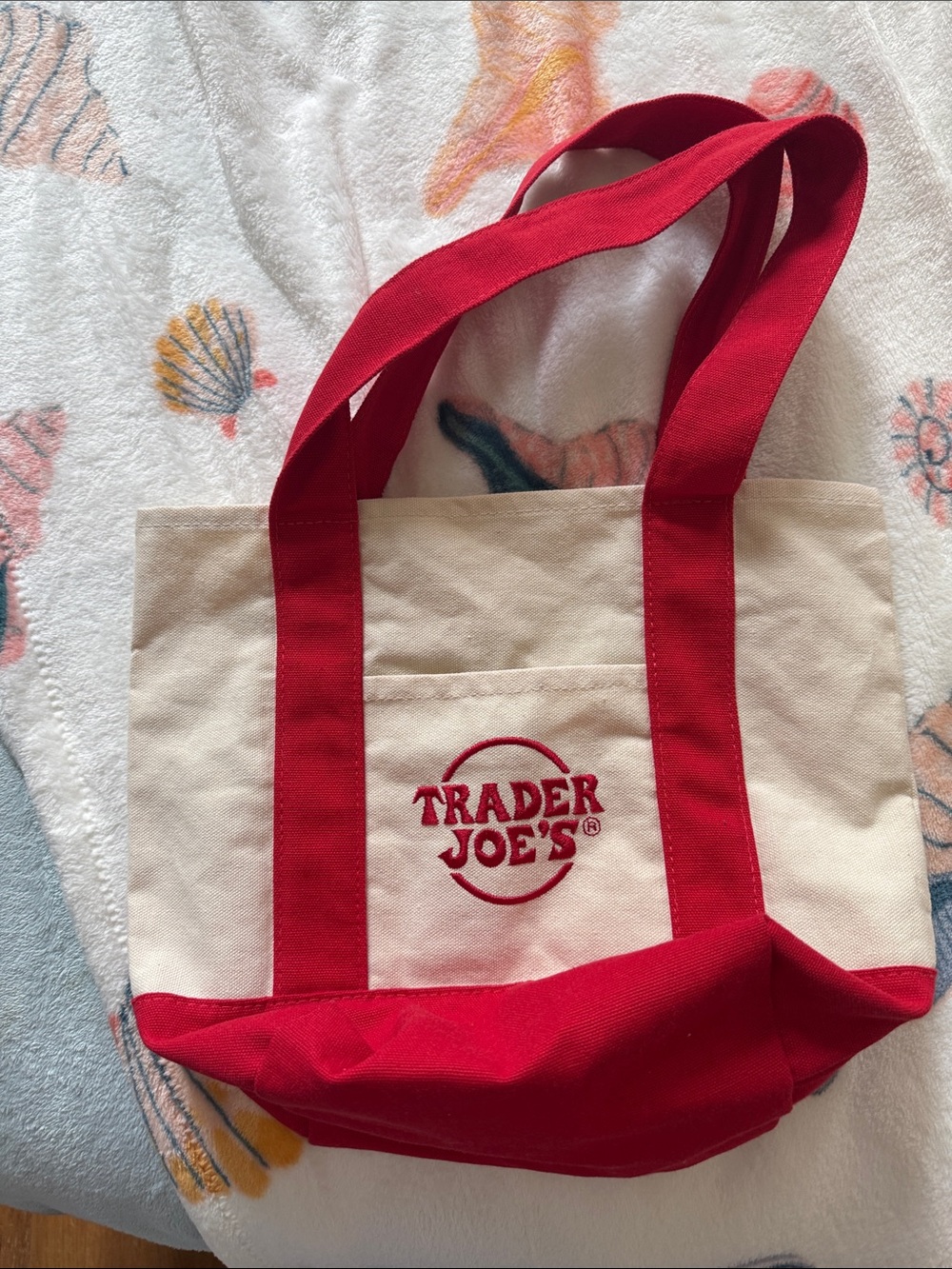 Trader Joe’s red mini canvas tote, never used